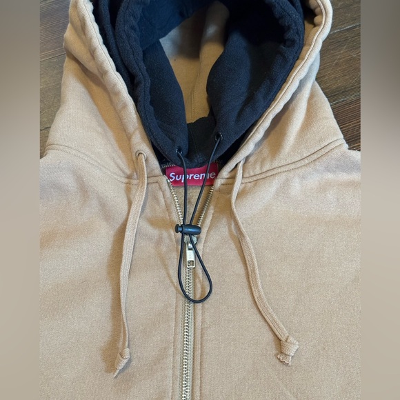 NWT SS2023 SUPREME DOUBLE HOOD FACEMASK ZIP-UP HOODIE LIGHT BROWN MEDIUM - Picture 7 of 16
